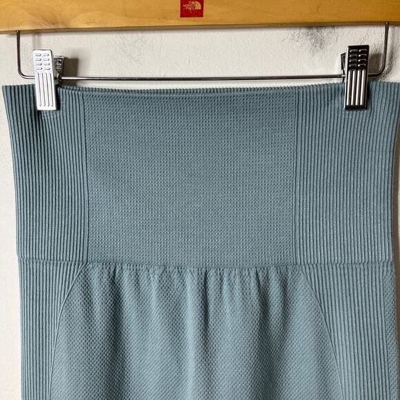 Gymshark Women's Power Down Leggings S Light Blue Seamless High Rise Ribbed Knit - Picture 3 of 8